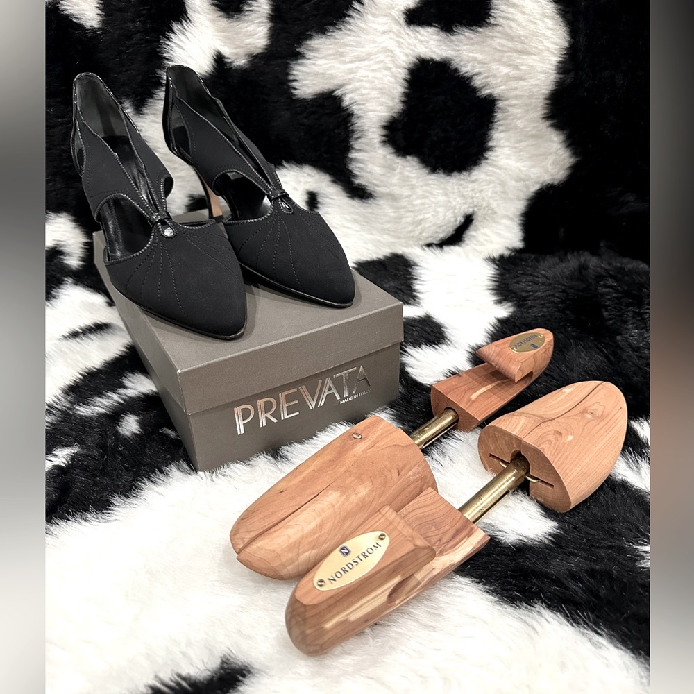 NEW RARE Women’s Nordstrom Black Italian Prevata Microstretch Heels Sz 10